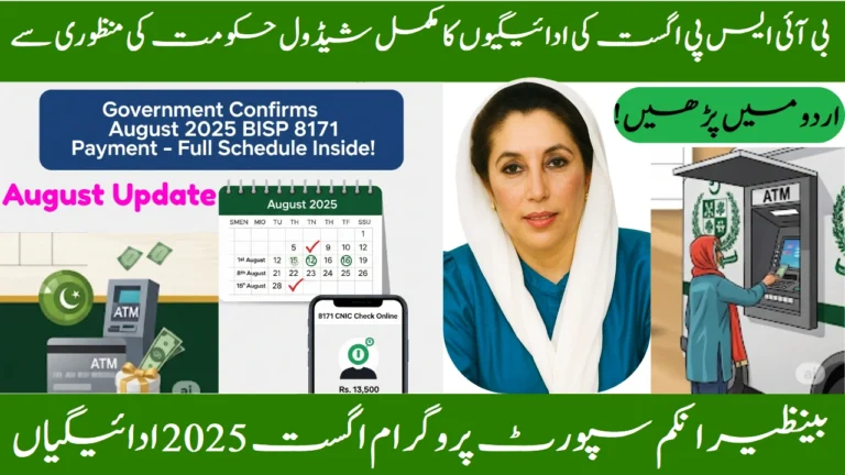 Government Confirms August 2025 BISP 8171 Payment Schedule – Full Timeline Inside